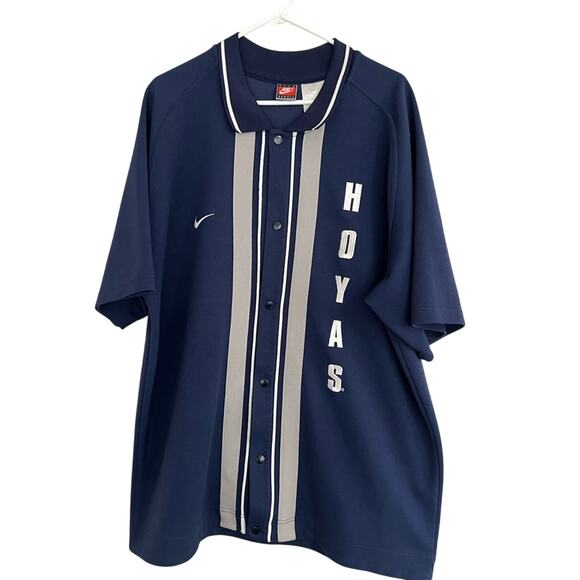 VTG 90s Mens XL / XXL Nike Georgetown Hoyas Warm Up Basketball Jersey Shirt Polo - Picture 1 of 7